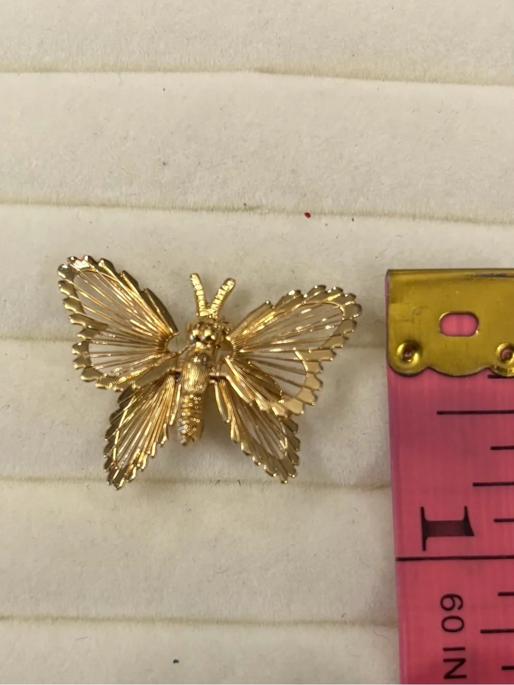 Monet Vintage Butterfly Moth Pin‎ Brooch Spinneret Gold Tone Signed Cottagecore